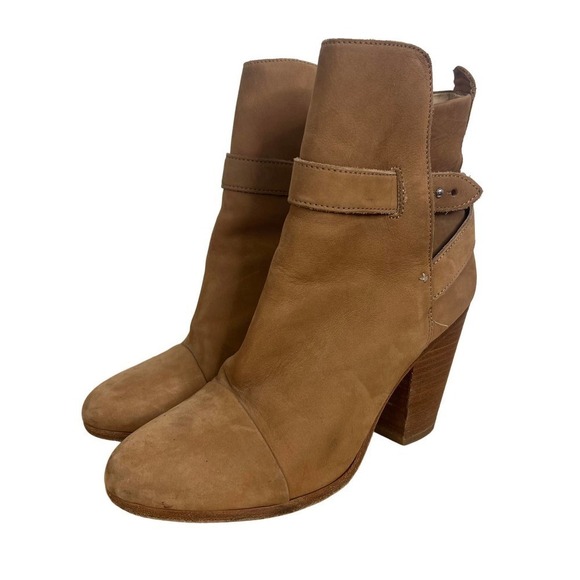 Rag & Bone Kinsey Tan Heeled Nubuck Booties SZ 7.5 - Picture 1 of 11